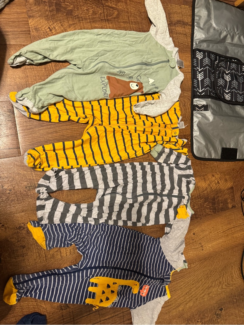 Gerber Baby Footie Bundle - Green, Yellow, Gray, Navy